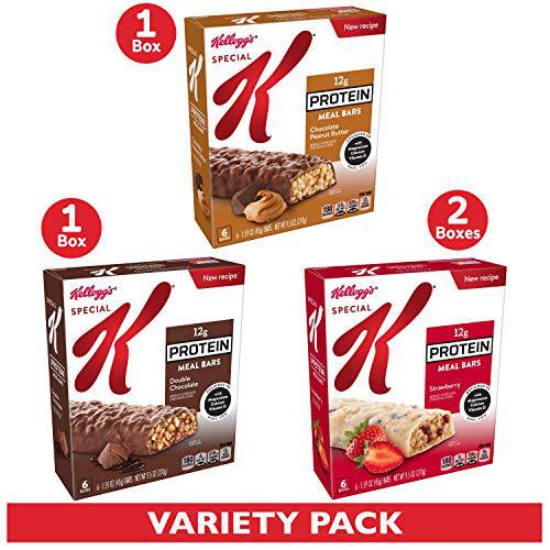 Kellogg’s Special K Protein Bars, Meal Replacement, Bulk Protein Snacks, Variety Pack (3 Boxes, 18 Bars)