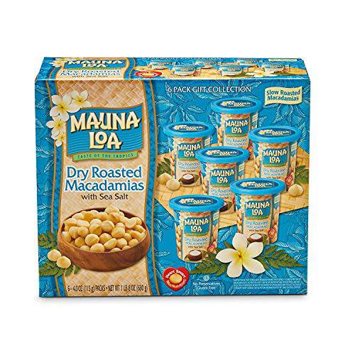Mauna Loa Premium Hawaiian Roasted Macadamia Nuts, Hawaiian Sea Salt Flavor, 4 Oz Cup (Pack of 6)
