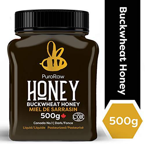 Buckwheat Honey, Pure Unfiltered Honey from the Canadian Prairies by PuroRaw, Kosher, 17.5oz