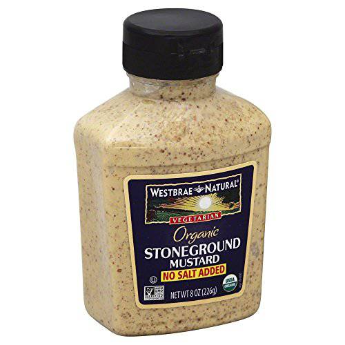 Westbrae Natural Stoneground Mustard No Salt Added -8 Ounce (Pack of 3)