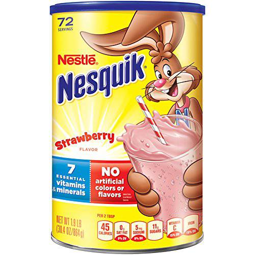 Nesquik Strawberry Flavor Powder Drink Mix Canister