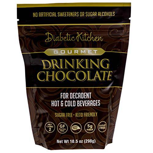 Diabetic Kitchen Gourmet Drinking Chocolate – Sugar Free, Keto Friendly, Low Carb Cocoa Powder Mix w/ Prebiotics, No Artificial Sweeteners or Sugar Alcohols - Decadent Hot or Cold Drinks (19 Servings)