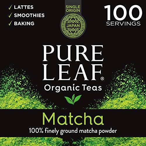 Pure Leaf 100% Organic Matcha Green Tea Powder for Green Tea Matcha Latte, Matcha baking recipes, Green Tea Smoothies Matcha Powder 100g Value Size, 3.5 Ounce