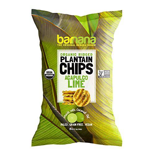 Barnana Organic Plantain Chips, Acapulco Lime, 5 Ounce Bag - Paleo, Vegan, Grain Free Chips