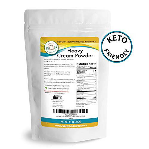 Judee’s Heavy Cream Powder 11 oz - GMO and Preservative Free - Produced in the USA - Keto Friendly - Add Healthy Fat to Coffee, Sauces, or Dressings - Make Liquid Heavy Cream