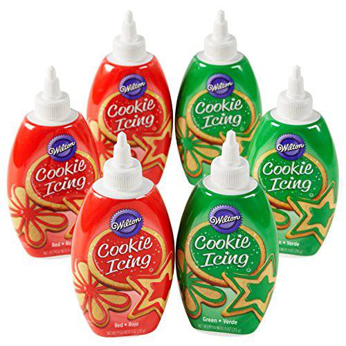 Wilton Red and Green Holiday Cookie Decorating 6 Icing Multipack, Assorted