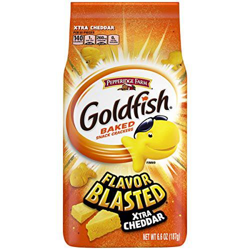 Goldfish Flavor Blasted Xtra Cheddar Crackers, 6.6 oz. Bag , Pack of 6