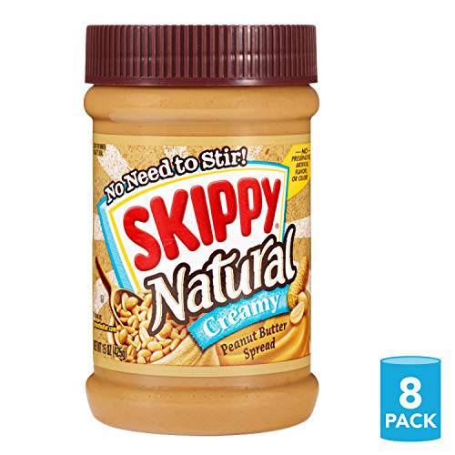 SKIPPY Natural Creamy Peanut Butter Spread, 15 Ounce (Pack of 8)
