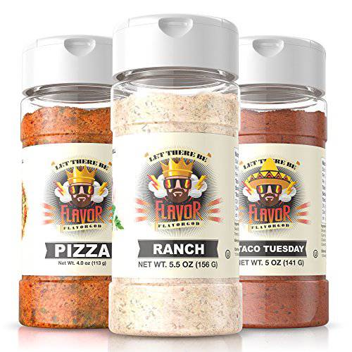 Party Combo Pack, Spice and Seasoning Gift Set - Pizza, Ranch, Taco Tuesday, Pack of 3 - Premium All Natural & Healthy Spice Blend - Flavor God Seasonings