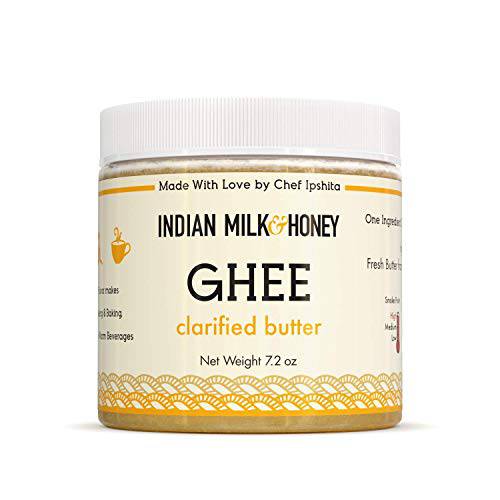 Classic Ghee Butter, Grass-Fed by Indian Milk & Honey, 7.2 oz with 44 Servings | Handmade & Locally Sourced Ghee Clarified Butter | Lactose, Gluten & Casein Free | Ghee in Recyclable PET Jars