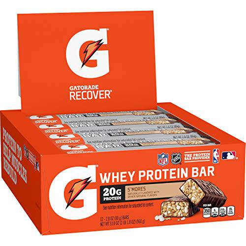 Gatorade Whey Protein Recover Bars, S’mores, 2.8 ounce bars (12 Pack)