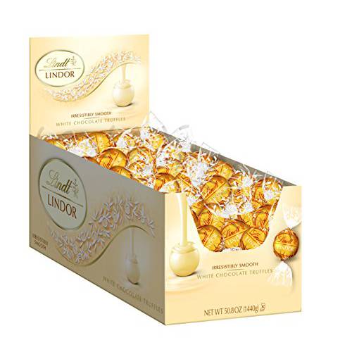 Lindt LINDOR White Chocolate Truffles, Chocolates with Smooth, Melting Truffle Center, Great for gift giving, 50.8 oz., 120 Count