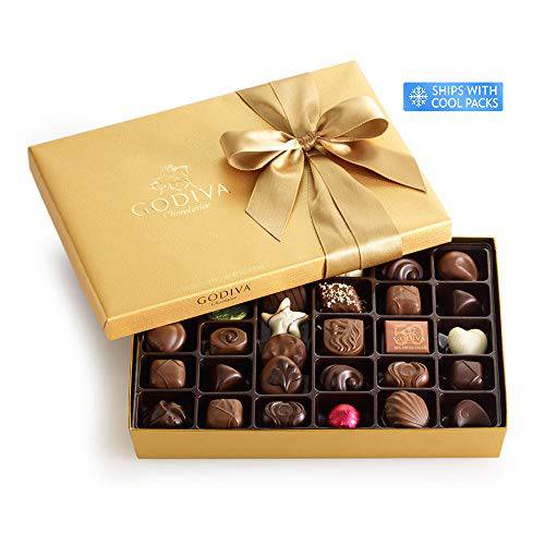 Godiva Chocolatier Gold Ballotin, Classic Gold Ribbon, Gourmet Chocolate Gift Box, 36 pc.