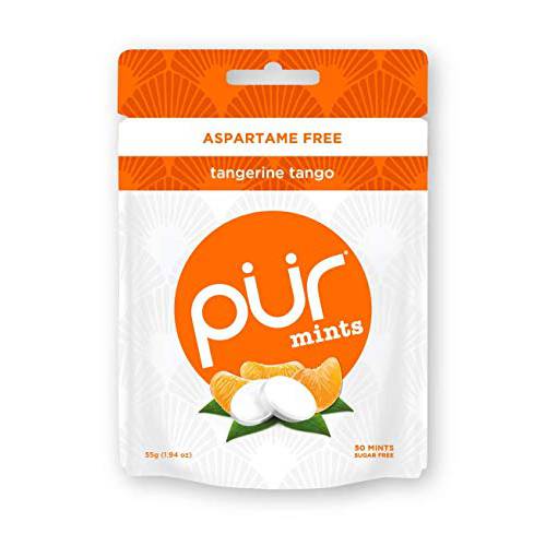 PUR Mints | Sugar Free Mints | 100% Xylitol | Vegan, Aspartame Free, Gluten Free & Diabetic Friendly | Natural Tangerine Tango Flavored Mints, 50 Pieces (Pack of 1)