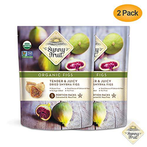 Turkish Dried Figs - Sunny Fruit (Pack of 2) - (5) 1.76oz Portion Packs per Bag | Purely Figs - NO Added Sugars, Sulfurs or Preservatives | NON-GMO, VEGAN, HALAL & KOSHER