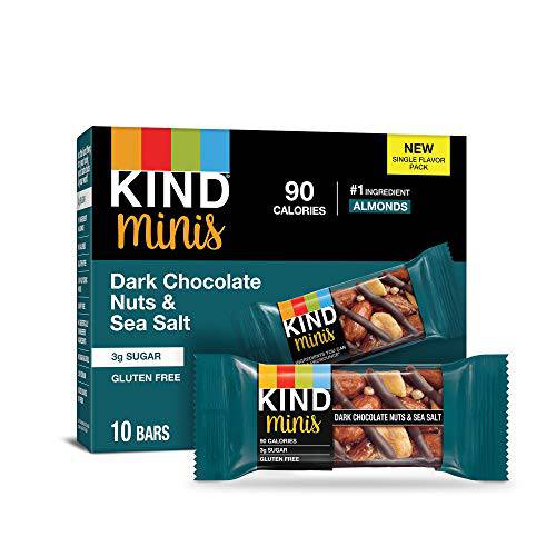 KIND Bar Minis, Dark Chocolate Nuts & Sea Salt, Gluten Free, 100 Calories, Low Sugar, 80 Count