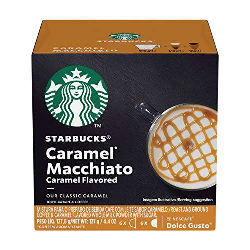 Starbucks Coffee by Nescafe Dolce Gusto, Starbucks Caramel Macchiato, Coffee Pods, 12 capsules, Pack of 3 (Packaging May Vary)