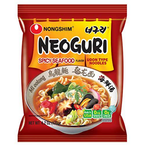 Nongshim Neoguri Spicy Seafood with Udon-Style Noodle, 4.2 Ounce (Pack of 10)