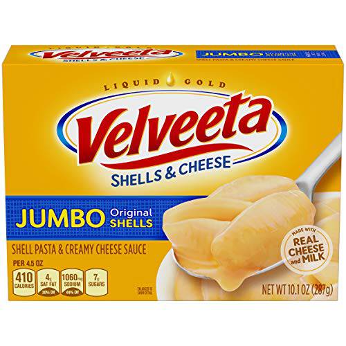 Velveeta Shells & Cheese Jumbo Shell Pasta & Cheese Sauce Meal, Thanksgiving and Christmas Dinner (10.1 oz Box)