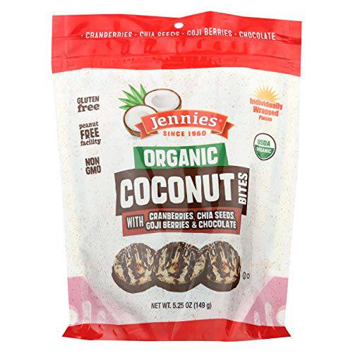 Jennies Organic Coconut Bites with Goji & Chia, 5.25oz Gluten Free, Non-GMO, Peanut Free, Kosher (2)