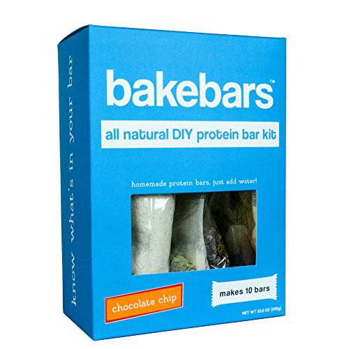 bakebars All-Natural Protein Bar Kit - PB Choc Chip - Includes Pre-Measured, Macro-Friendly Ingredients for 10 Nutrition Bars - Soy, Gluten & Dairy Free - Plant Based - Healthy Snack