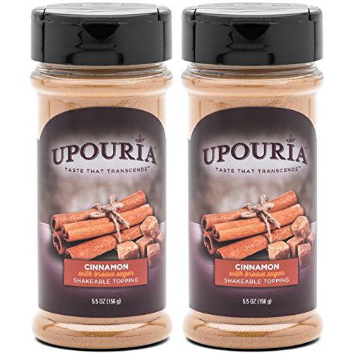 Upouria Cinnamon with Brown Sugar Shakeable Hot Cocoa and Coffee Topping 5.5 Ounce (Pack of 2)