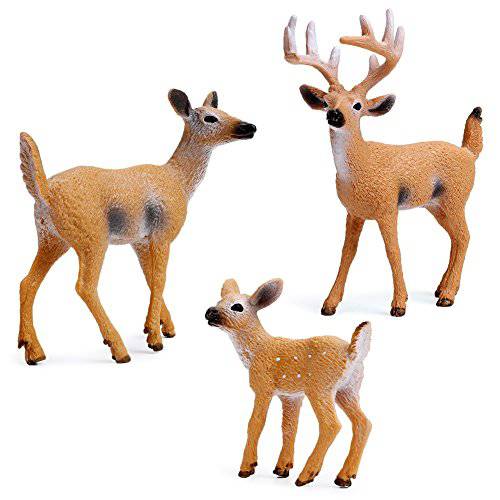 RESTCLOUD Deer Figurines Cake Toppers, Deer Toys Figure, Small Woodland Animals Set of 6