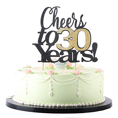 LVEUD Black Font Golden Numbers Cheers to 60 Years Happy Birthday Cake Topper -Wedding,Anniversary,Birthday Party Decorations (60th)
