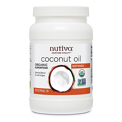 Nutiva Organic, Steam Refined Coconut Oil from non-GMO, Sustainably Farmed Coconuts, 128 Fl Oz (Pack of 1)