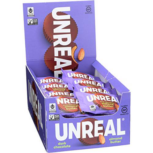 UNREAL Dark Chocolate Almond Butter Cups| 5g Sugar | Certified Vegan, Gluten Free, Fair Trade, Non-GMO | No Sugar Alcohols or Soy | 0.53 Ounce (Pack of 40)