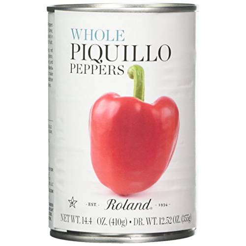 Roland Foods Whole Red Piquillo Peppers, Specialty Imported Food, 14.4-Ounce, Pack of 4
