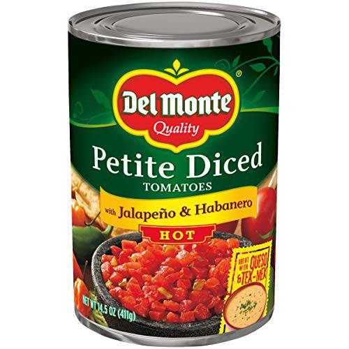 Del Monte Petite Canned Hot Diced Tomatoes with Jalapeno and Habanero, 14.5 Ounce (Pack of 12)