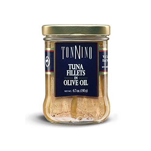 Tonnino Tuna Fillets Low Calorie and Gluten Free Yellowfin Jarred Premium Tuna in Olive Oil 6.7 oz (Pack of 6)