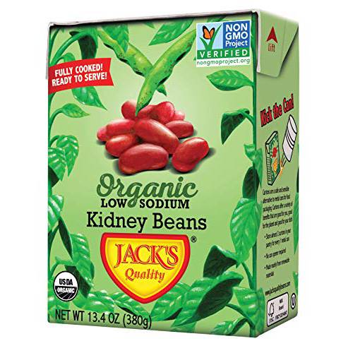 Jack’s | Organic Kidney Beans 13.4 oz.| Packed with Protein and Fiber, Heart Healthy, Low Sodium & Non GMO | (8-PACK)