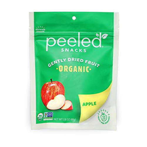 Peeled Snacks Organic Dried Fruit, Apple, 2.8 oz. – Healthy, Vegan Snacks for On-the-Go, Lunch and More