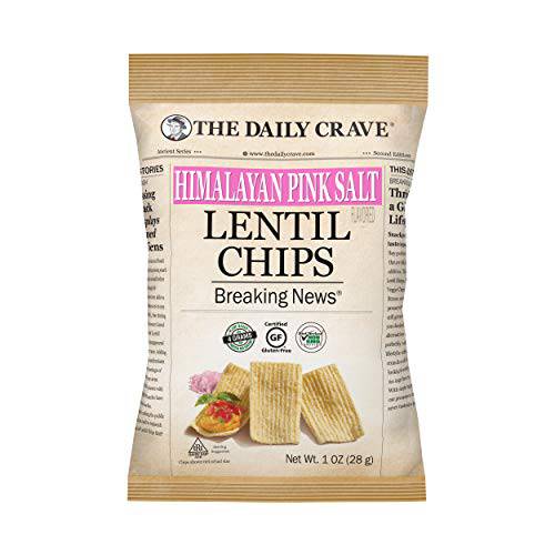 The Daily Crave Himalayan Pink Salt Lentil Chips, 1 Oz (Pack Of 24) 4 G Protein, Gluten-Free, Non-Gmo, Kosher, Crunchy