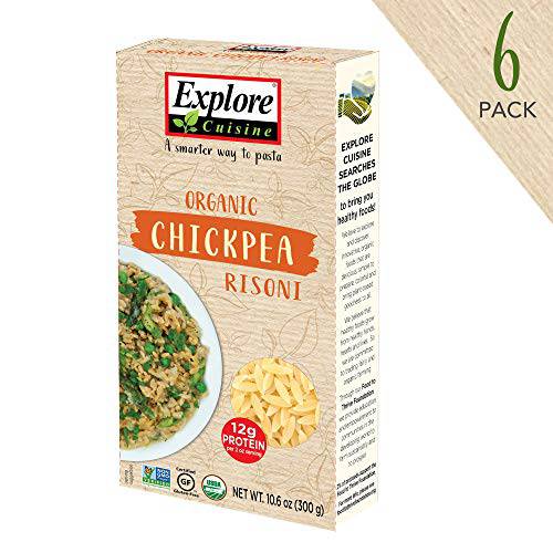 Explore Cuisine Organic Chickpea Risoni 10.6 oz, Pack of 12 - Easy to Make Gluten-Free Pasta - High Protein - USDA Certified Organic, Non-GMO, Vegan, Kosher