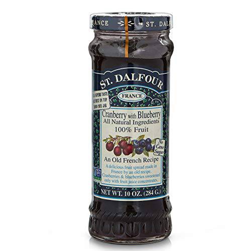 St. Dalfour, Cranberry, Deluxe Cranberry with Blueberry Fruit Spread, 10 oz(Pack of 2)