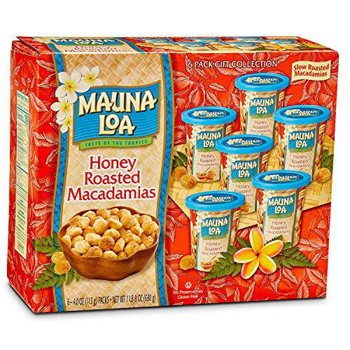 Mauna Loa Premium Hawaiian Roasted Macadamia Nuts, Honey Roasted Flavor, 4 Oz Cup (Pack of 6)