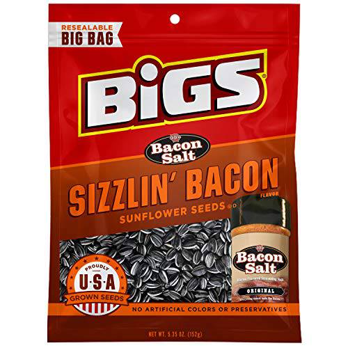 BIGS Sizzlin’ Bacon Sunflower Seeds, Keto Friendly Snack, Low Carb Lifestyle, 5.35 oz Bag