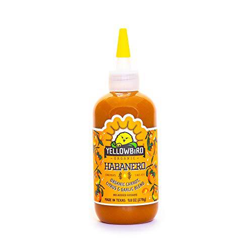 Organic Habanero Hot Sauce by Yellowbird - Organic Hot Sauce with Habanero Peppers, Garlic, Carrots, and Tangerine - Plant-Based, Gluten Free, Non-GMO - Homegrown in Austin - 9.8 oz