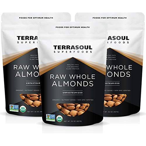 Terrasoul Superfoods Raw Unpasteurized Organic Almonds, 6 Lbs (3 Pack)