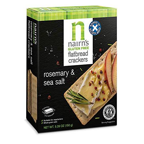 Nairn’s Gluten Free Flatbread Crackers, Rosemary & Sea Salt, 5.29oz (Pack of 6)