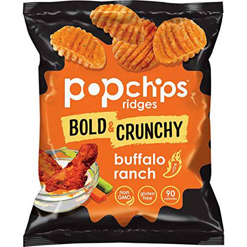 Popchips Potato Chips Ridges Buffalo Ranch, 0.7 Ounce (Pack of 24)