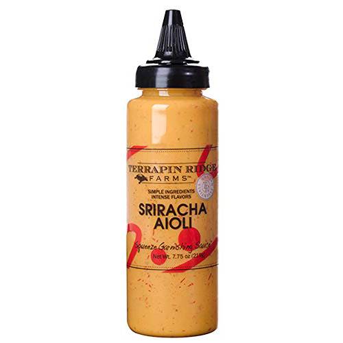 Terrapin Ridge Farms Gourmet Sriracha Aioli Garnishing Sauce for Deviled Eggs, Sandwiches, Grilled Fish, Chicken, and Sweet Potato Fries – One 7.75 Ounce Squeeze Bottle