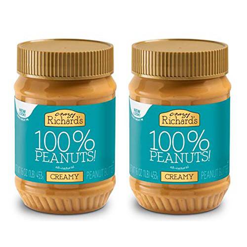 Crazy Richard’s 100% All-Natural Creamy Peanut Butter, No Added Sugar Peanut Butter Non-GMO, Vegan (16 Ounce (Pack of 2))