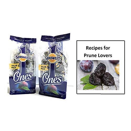 Sunsweet Ones Individual Pitted Prunes - 2 PACKS (12 oz each) of Individually Wrapped Dried Prunes PLUS Our Prune Recipe E-Book (Downloadable)