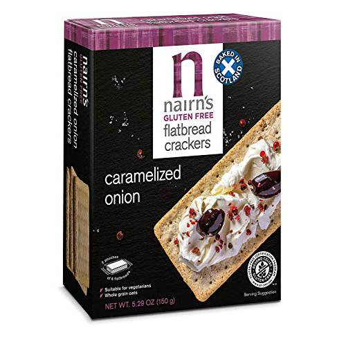 Nairn’s Gluten Free Flatbread Crackers, Caramelized Onion, 5.9oz (Pack of 6)
