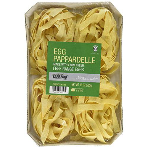 Compagnia Sanremo San Remo Italian Egg Pappardelle Pasta - Non-Gmo, Free Range Egg Traditional Pappardelle - 10 Oz (Pack Of 1) - Product Of Italy