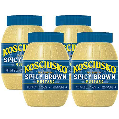 Plochman’s Kosciusko The Original Spicy Brown Mustard, Bold and Zesty Flavor, 9 Ounce (Pack of 4)